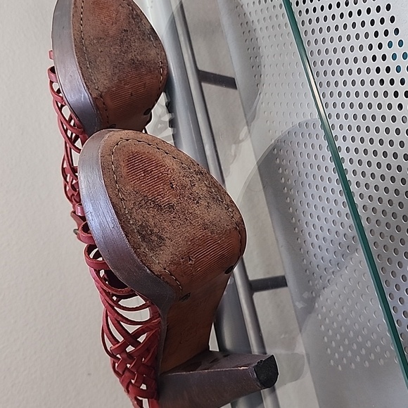 Frye Joy Wooden Heels Leather Slingback Huaraches - Picture 6 of 8